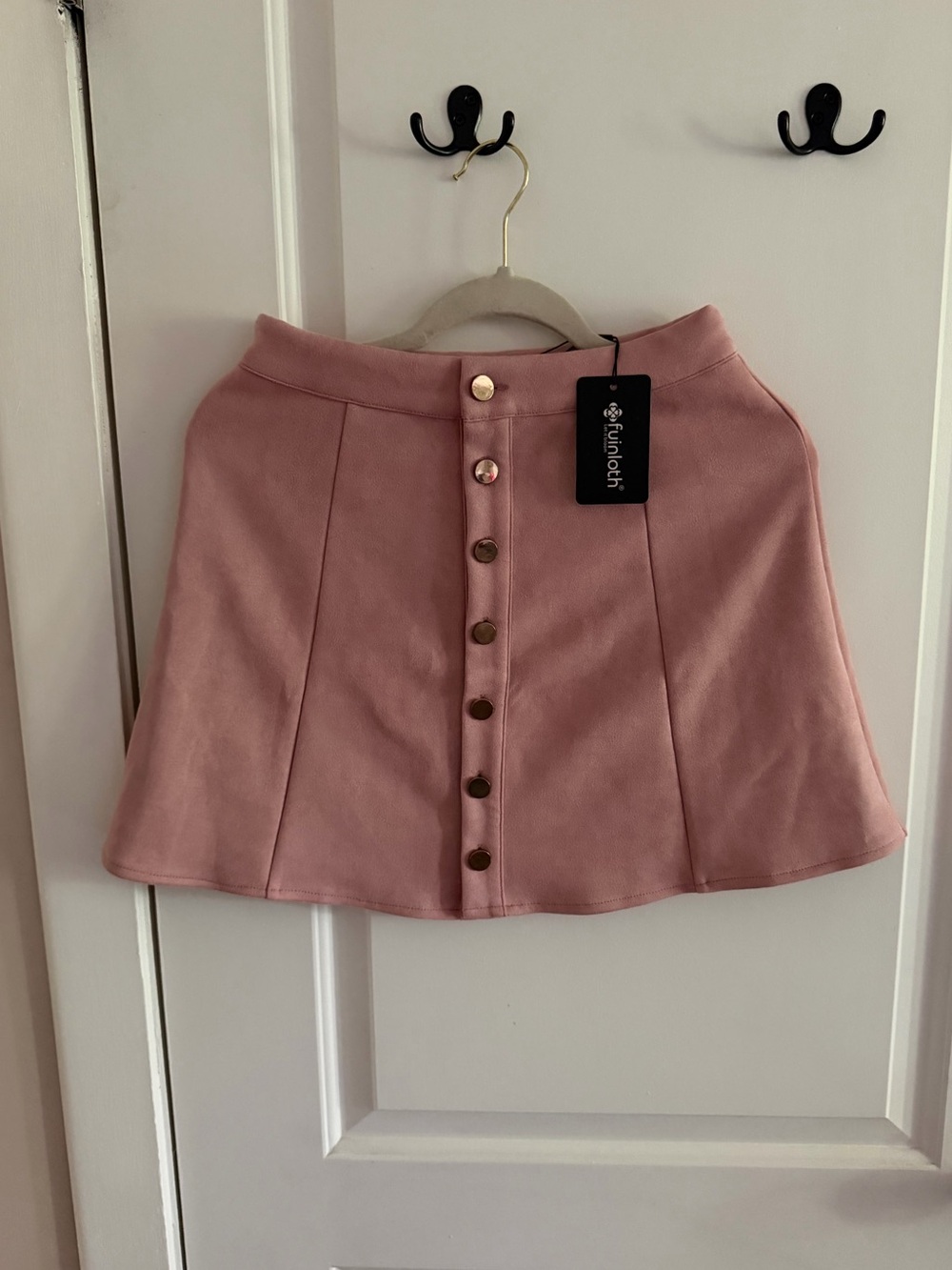 Blush Pink Button-Front A-Line Skirt